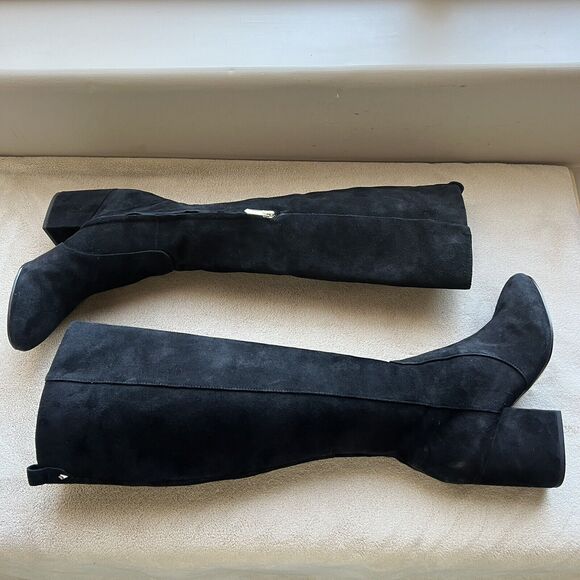 Sam Edelman Thora Black Suede Knee High Boot Block Heel Side Zip Women 5.5 - Picture 14 of 16